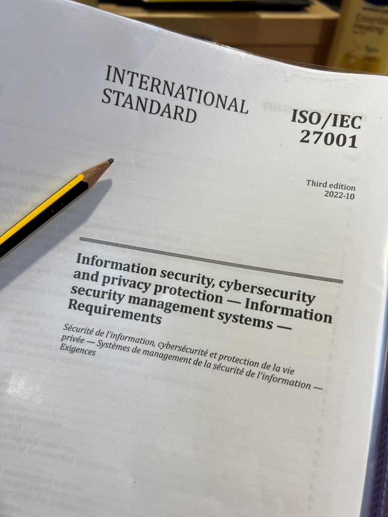 Picture of my copy of ISO 27001
