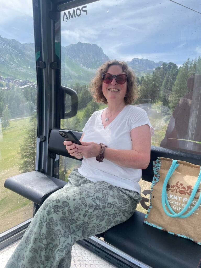 Travelling by cable car in the French Alps, a rare moment of calm after a stressful journey